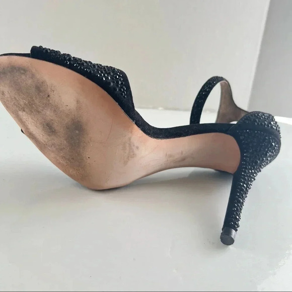 ZARA BLACK RHINESTONE ANKLE  STRAP HEELS SHOES SIZE 9 - Picture 4 of 13